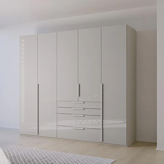Rauch Purisma 251cm 5 Door Wardrobe with Drawer - Silk Grey Glass