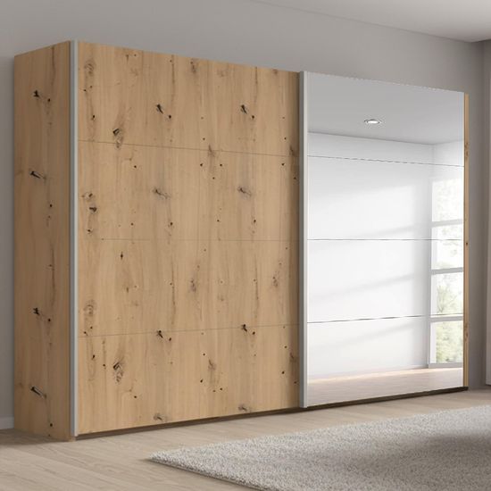 Rauch Beluga Extra 271cm 2 Door Sliding Wardrobe with Mirror - Artisan Oak