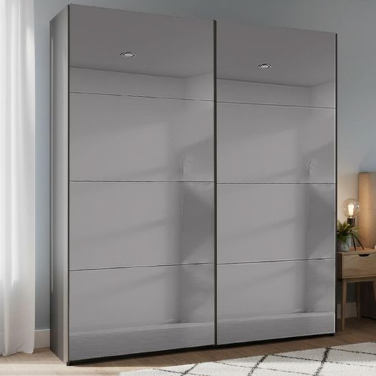 Rauch Beluga Extra 181cm 2 Door Sliding Grey Mirrored Wardrobe - Graphite