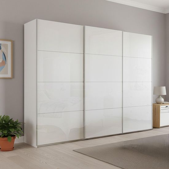 Rauch Beluga Extra 271cm 3 Door Sliding Wardrobe - Alpine White and White High Gloss