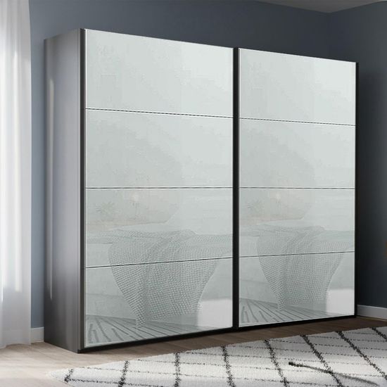 Rauch Beluga Extra 226cm 2 Door Sliding Wardrobe - Graphite and Silk Grey Glass