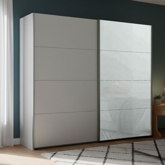 Rauch Beluga Extra 226cm 2 Door Sliding Wardrobe - Silk Grey and Silk Grey Glass Front