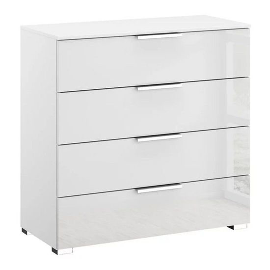 Rauch Miramar 4 Drawer Chest - Alpine White and Crystal White Glass