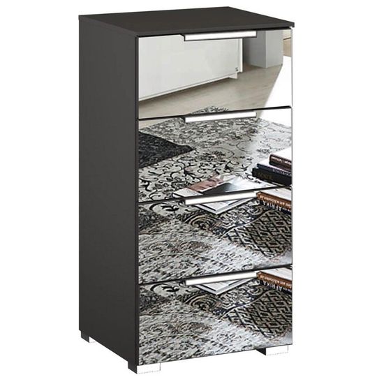 Rauch Miramar 4 Drawer Mirrored Narrow Chest - Graphite