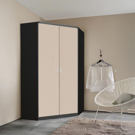 Rauch Celle Super 117cm 2 Door Corner Wardrobe - Metallic Dark Grey and Champagne
