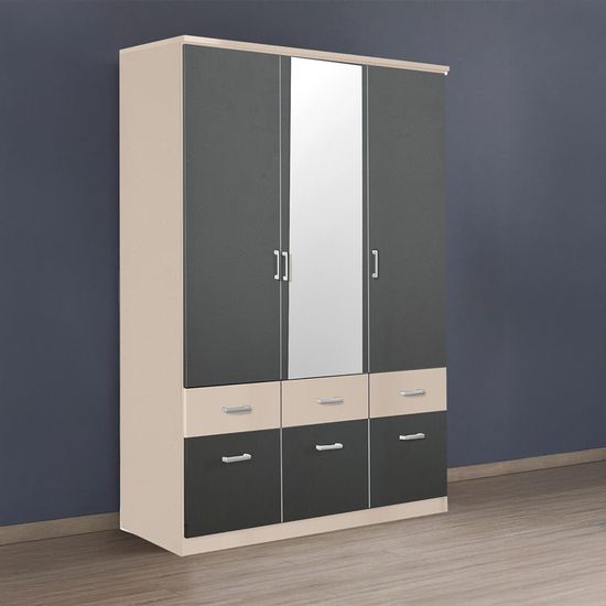 Rauch Celle Super 136cm 3 Door Combi Wardrobe - Champagne and Metallic Dark Grey