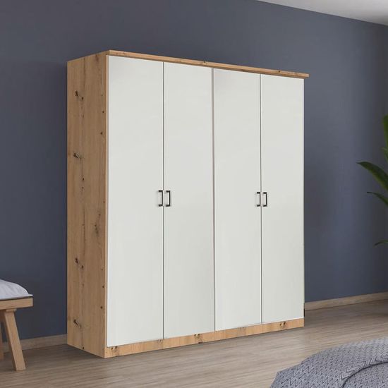 Rauch Celle Super 181cm 4 Door Wardrobe - Artisan Oak and Alpine White