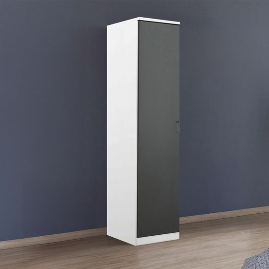 Rauch Celle Super 47cm 1 LH Door Wardrobe - Alpine White and Metallic Dark Grey
