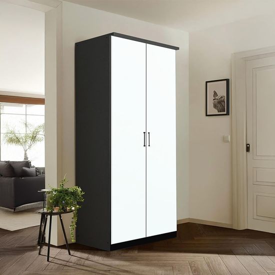 Rauch Celle Super 91cm 2 Door Wardrobe - Metallic Dark Grey and Alpine White