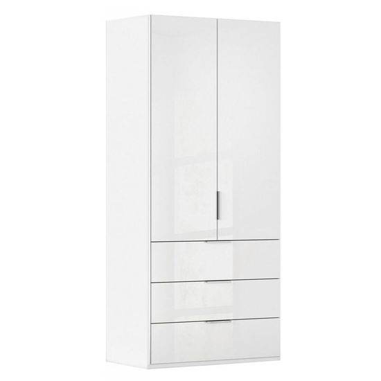 Rauch Miramar Type-5 101cm 2 Door Wardrobe with Drawer - Alpine White and Crystal White Glass