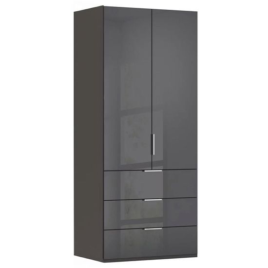 Rauch Miramar Type-5 101cm 2 Door Wardrobe with Drawer - Graphite and Basalt Glass