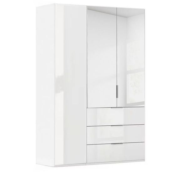 Rauch Miramar Type-5 151cm 3 Door Combi Wardrobe - Alpine White and Crystal White Glass