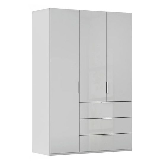 Rauch Miramar Type-5 151cm 3 Door Wardrobe with Drawer - Silk Grey and Silk Grey Glass