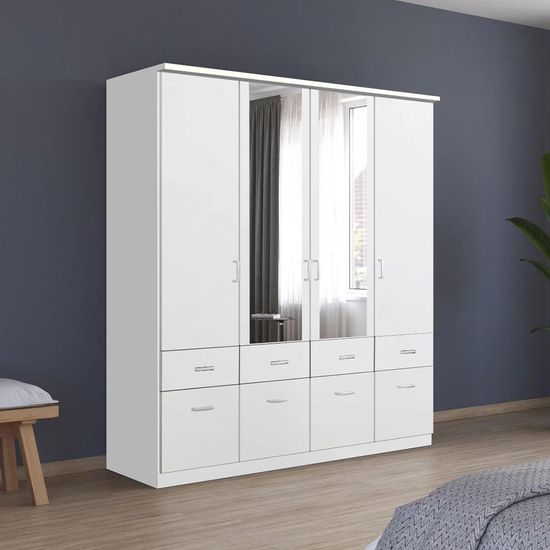 Rauch Celle Matt 181cm 4 Door Combi Wardrobe - Alpine White