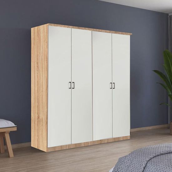 Rauch Celle Matt 181cm 4 Door Wardrobe - Sonoma Oak and Alpine White