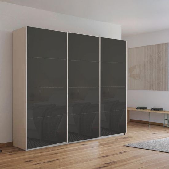 Rauch Kulmbach 203cm 3 Door Sliding Wardrobe - Champagne and Basalt Glass