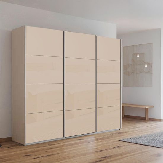 Rauch Kulmbach 203cm 3 Door Sliding Wardrobe - Champagne and Champagne Glass