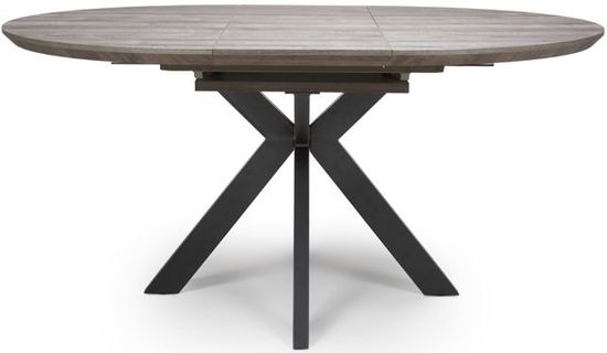 Manhattan Grey 4-6 Seater Oval Extending Dining Table with Black Spider Legs Base