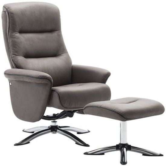 Texas Grey Faux Leather Swivel Recliner Chair with Footstool