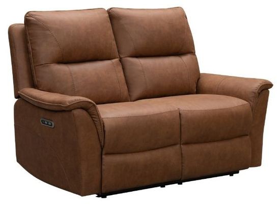 Kansas Tan Brown Faux Leather 2 Seater Power Recliner Sofa