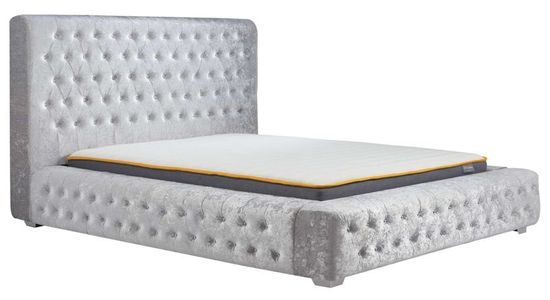 Grande Steel Crushed Velvet Fabric Bed - Sizes Available