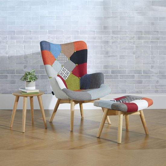 Sloane Multi Coloured Patchwork Fabric Armchair