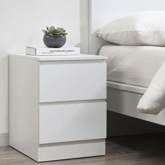 Oslo White 2 Drawer Bedside Cabinet