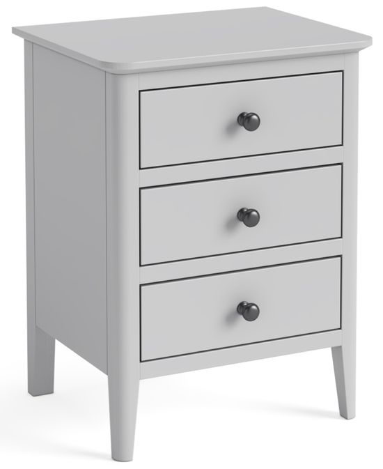 Stowe Grey 3 Drawer Bedside Cabinet