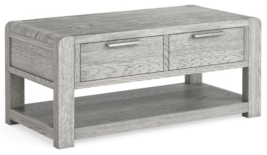 Amsterdam Grey Washed Oak 2 Drawer Coffee Table