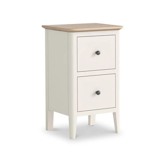 Marlow White 2 Drawer Narrow Bedside Cabinet