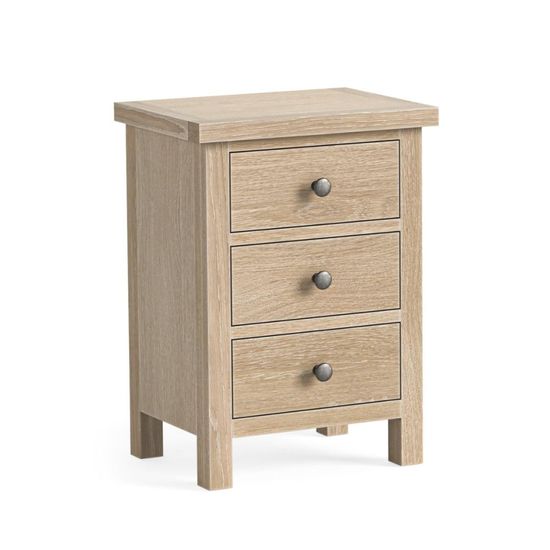Modern Country Oak 3 Drawer Bedside Cabinet