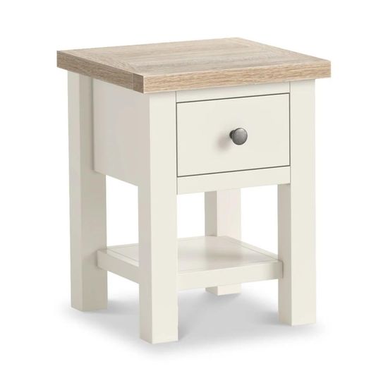 Modern White Painted 1 Drawer Square Lamp Table