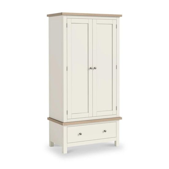 Modern White Painted 2 Door 1 Drawer Wardrobe