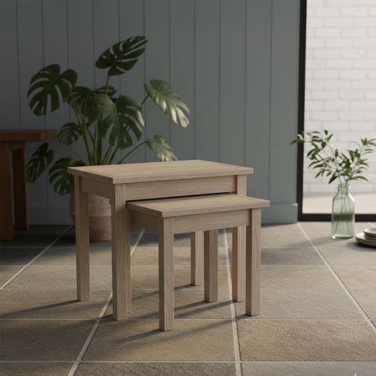 Modern Country Oak Nest of 2 Tables