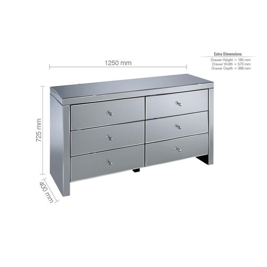 Seville Mirrored 6 Drawer Wide Chest