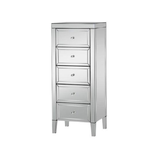 Valencia Mirrored 5 Drawer Narrow Chest