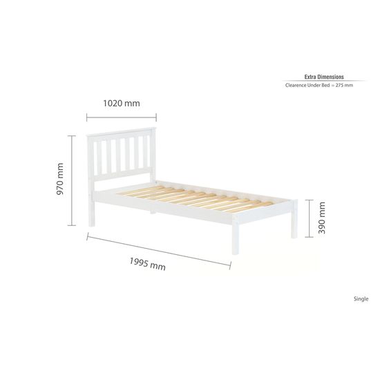 Denver White Slatted Bed - Sizes Available