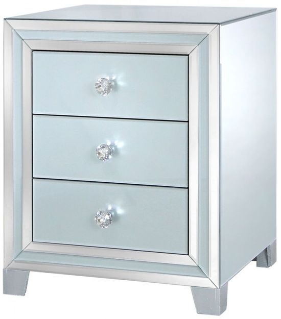Manhattan Grey Mirrored 3 Drawer Bedside Cabinet
