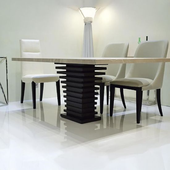 Ark Marble Dining Table with Wooden Pedestal Base - Variation Available