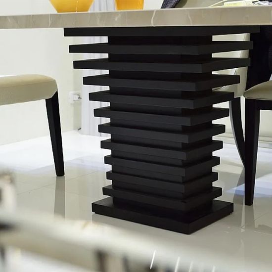 Ark Marble Dining Table with Wooden Pedestal Base - Variation Available