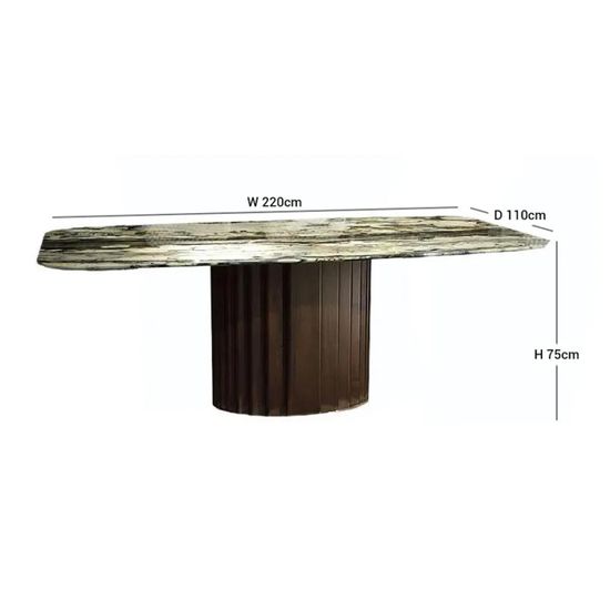 Mayfair Marble Boat Edge 8 Seater Pedestal Dining Table - Variation Available