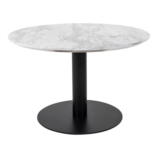 Bolzano White Marble Effect Round Coffee Table with Black Base