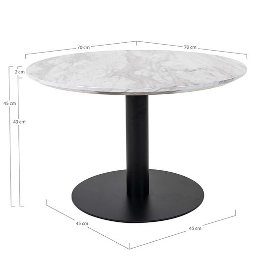 Bolzano White Marble Effect Round Coffee Table with Black Base