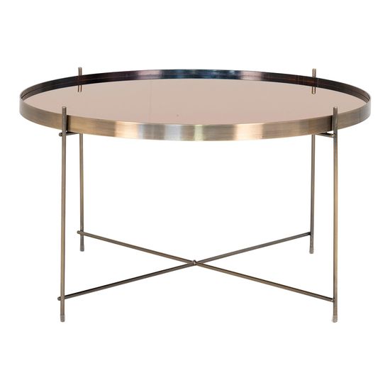 Venezia Brass Glass and Metal Round Large Coffee Table