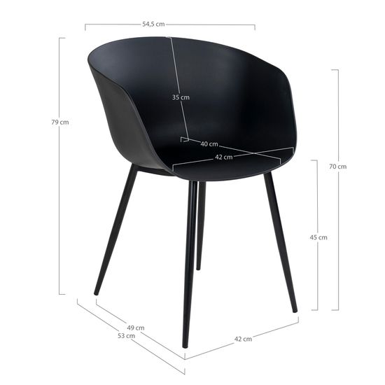 2 x Roda Black Garden Dining Chair