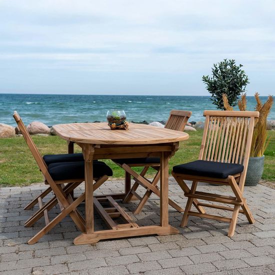 Salamanca Teak Wood 6-10 Seater Oval Extending Garden Dining Table - 180cm-240cm