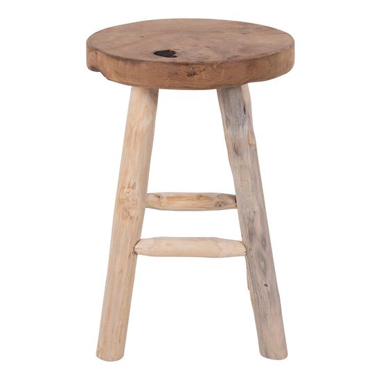 2 x Badia Natural Teak Wood Round Stool