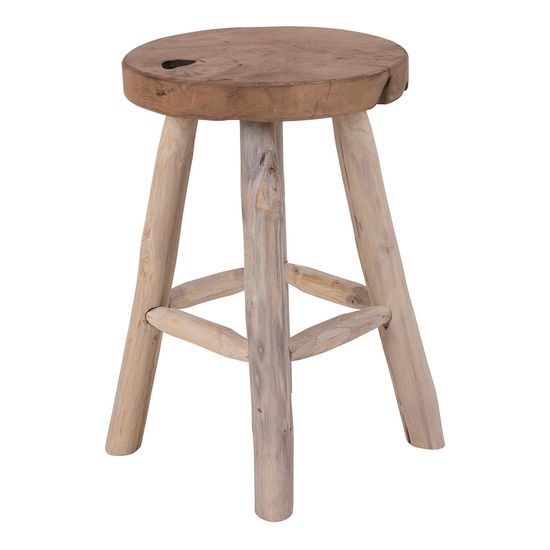 2 x Badia Natural Teak Wood Round Stool
