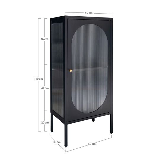 Adelaide Black Metal 1 Door Narrow Cabinet