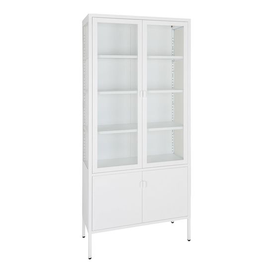 Brisbane White Metal 4 Door Display Cabinet